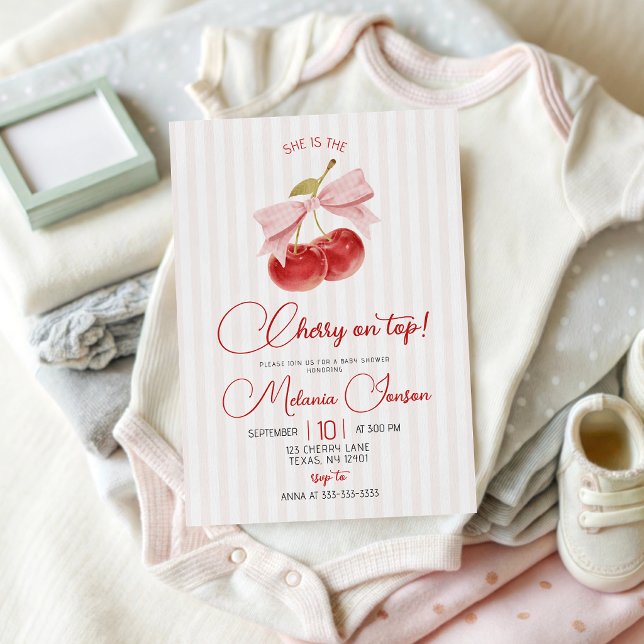 Invitación de Baby Shower Cereza en la Cima (Subido por el creador)