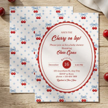 Invitación de Baby Shower Cereza en la Parte Super