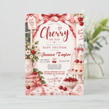 Invitación de Baby Shower Cereza en la Parte Super