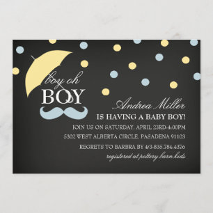 Invitación de Baby Shower Chalkboard Boy Oh Boy Ba