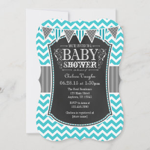 Invitación de Baby Shower Chalkboard Turquoise Che
