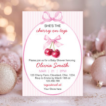 Invitación de Baby Shower Cherry on Top Pink Coque