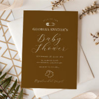 Invitación de baby shower chic de color marrón cho