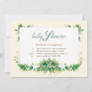 Invitación de Baby Shower Chica de hojas blandas
