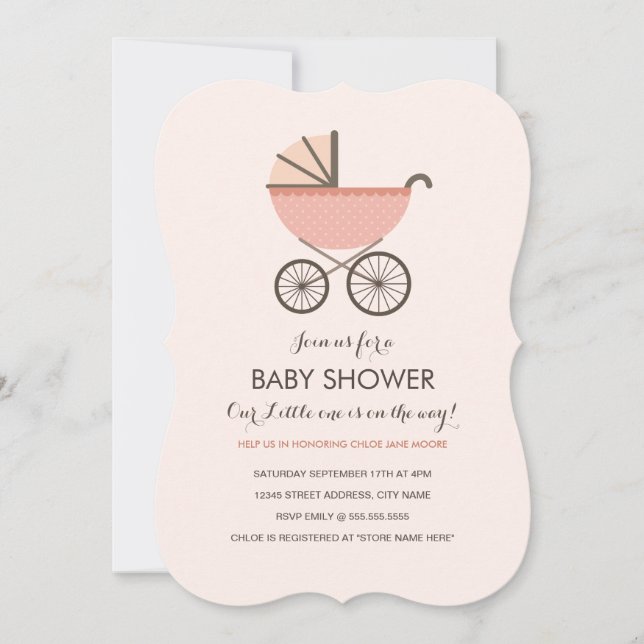 Invitación de Baby Shower Chica de programa de mod (Anverso)
