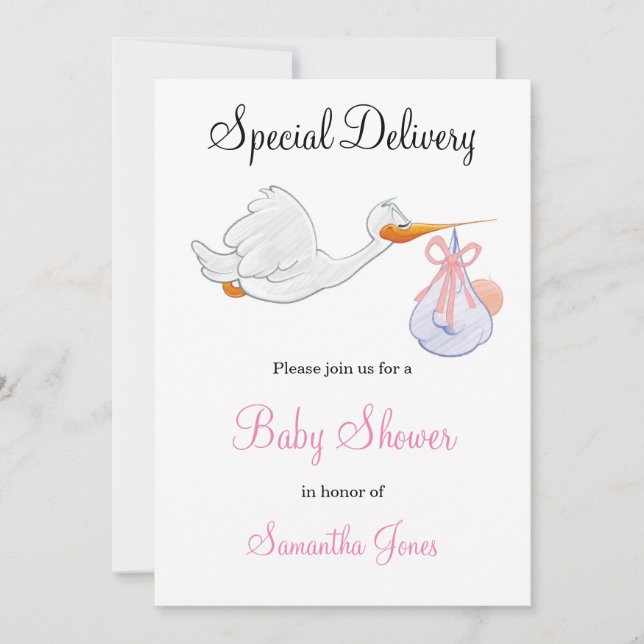 INVITACIÓN DE BABY SHOWER CHICA DE TORMENTAS DE EN (Anverso)
