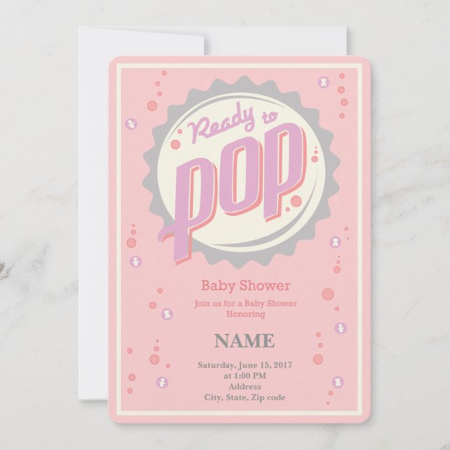Invitación de Baby Shower (Chica) - Listo para apa (Anverso)