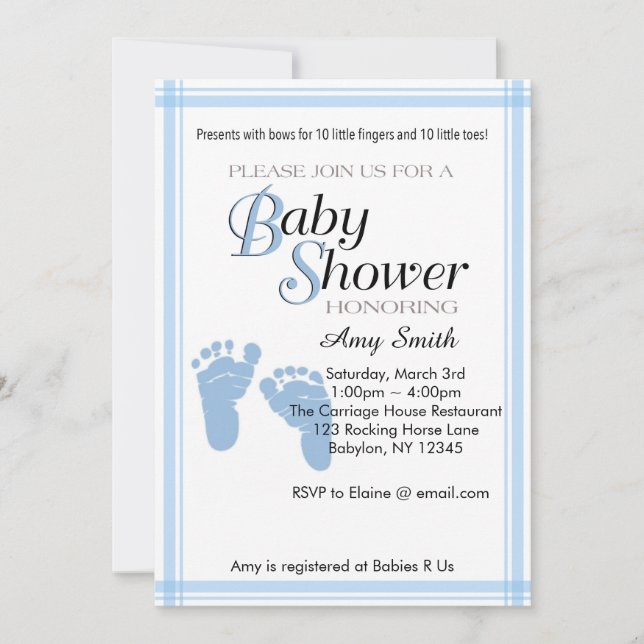 Invitación de Baby Shower - Chico (Anverso)