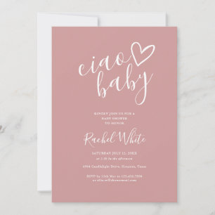 Invitación de Baby Shower Ciao Baby Dusty Rose Pin