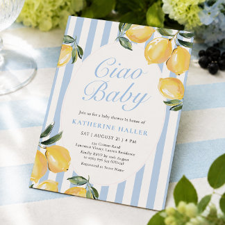 Invitación de Baby Shower Ciao Baby Lemon Blue