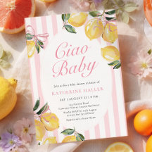 Invitación de Baby Shower Ciao Baby Limón Rosa
