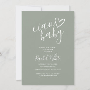 Invitación de Baby Shower Ciao Baby Verde Salvia T