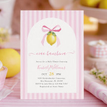 Invitación de Baby Shower Ciao Bambina Pink Lemon 
