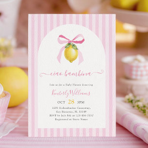 Invitación de Baby Shower Ciao Bambina Pink Lemon 
