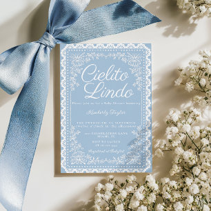 Invitación de Baby Shower Cielito Lindo Azul Polvo