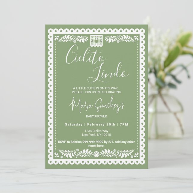 Invitación de Baby Shower Cielito Lindo | Verde  (Anverso de pie)
