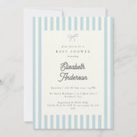 Invitación de Baby Shower clásica de franjas azule