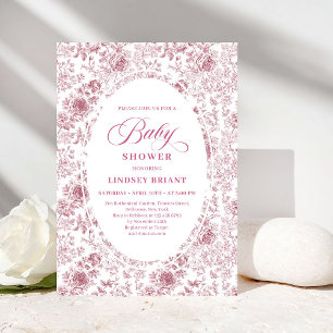 Invitación de Baby Shower Clásica de Rosas Toile F