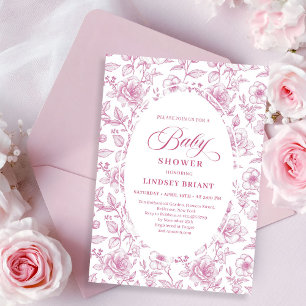 Invitación de Baby Shower Clásica de Rosas Toile F