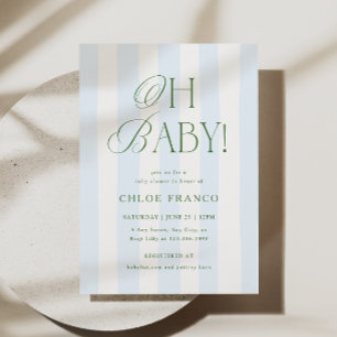 Invitación de Baby Shower Clásico con Rayas Preppy