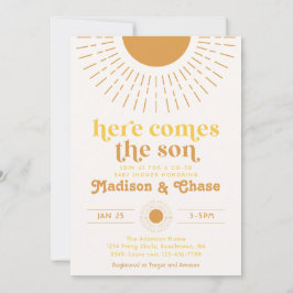 Invitación de Baby Shower Co-Ed 'Aquí viene el hij