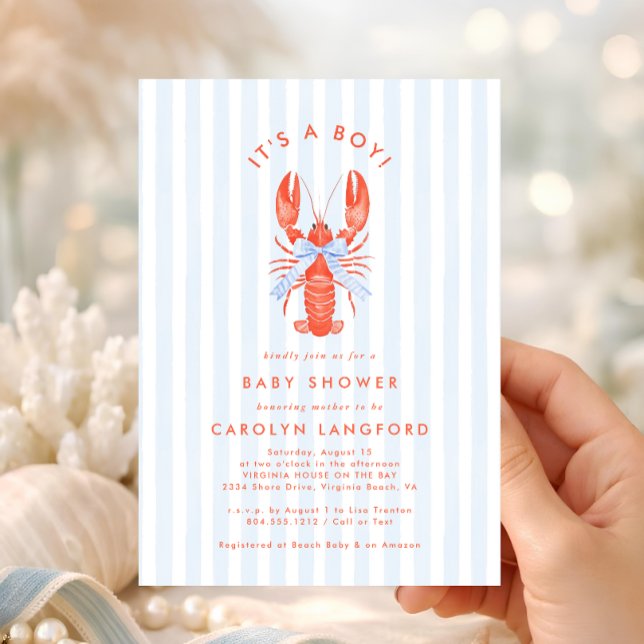 Invitación de Baby Shower Coastal Cutie (Coastal Cutie Coquette Baby Shower Invitation)