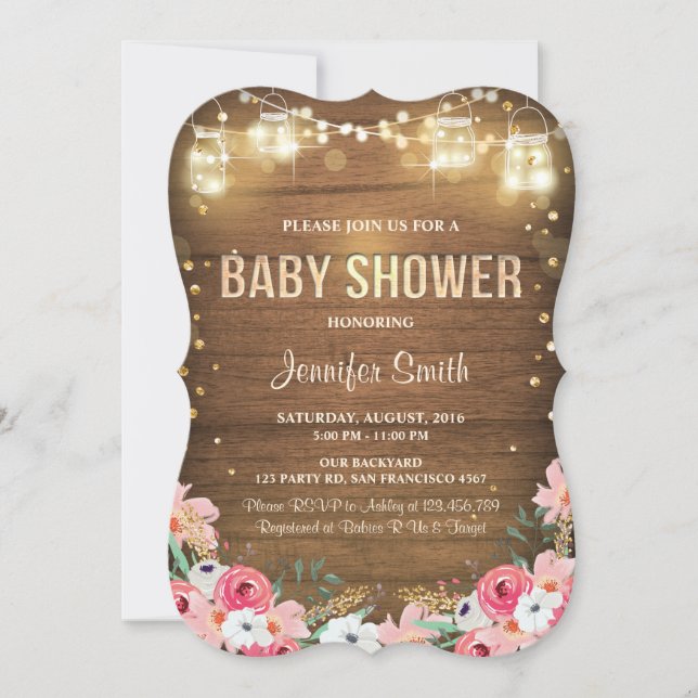 Invitación de Baby Shower Coed Rustic Floral Garde (Anverso)