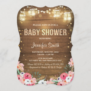 Invitación de Baby Shower Coed Rustic Floral Garde