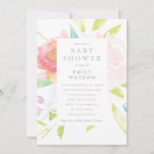 Invitación de Baby Shower color de agua floral bri