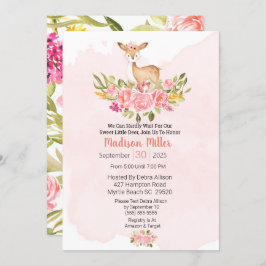 Invitación de Baby Shower color rosa de los ciervo