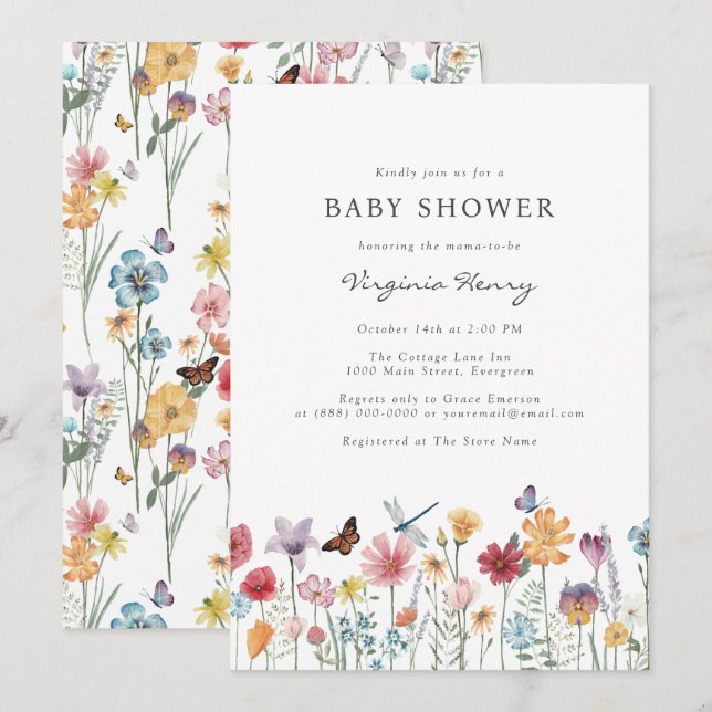 Invitación de Baby Shower Colorida (Anverso / Reverso)
