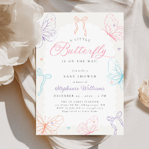 Invitación de Baby Shower Colorida de Mariposas Pe