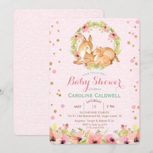 Invitación de Baby Shower con Acuarela Floral de C