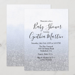 Invitación de Baby Shower con Acuarela Gris Azul