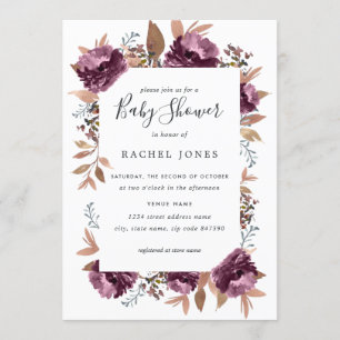 Invitación de Baby Shower con Acuarela Morada de F