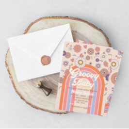 Invitación de baby shower con acuarela retro diver