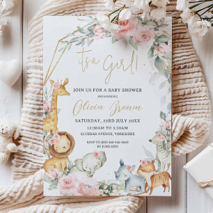 Invitación de Baby Shower con Animales de la Jungl