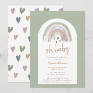 Invitación de Baby Shower con Arco Boho Verde Salv