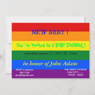 Invitación de Baby Shower con bandera arcoiris