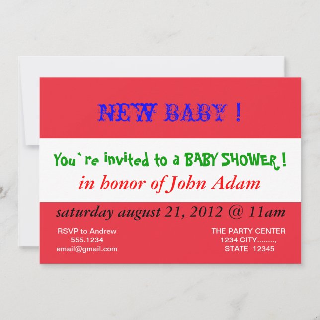 Invitación de Baby Shower con bandera de Austria (Anverso)