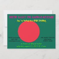 Invitación de Baby Shower con bandera de Banglades