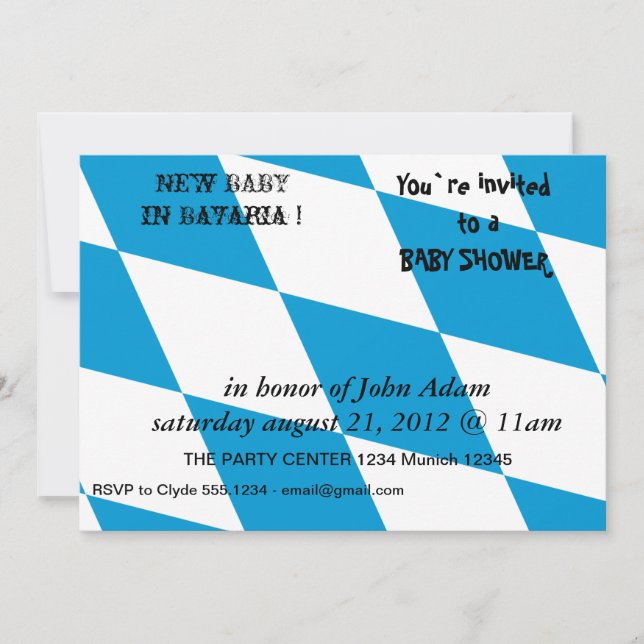 Invitación de Baby Shower con bandera de Baviera (Anverso)