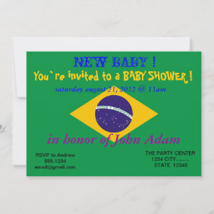 Invitación de Baby Shower con bandera de Brasil