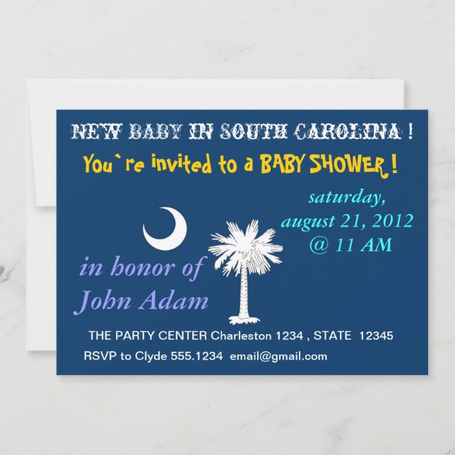 Invitación de Baby Shower con bandera de Carolina  (Anverso)