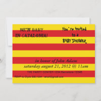 Invitación de Baby Shower con bandera de Cataluña