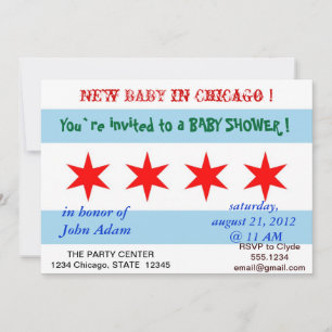 Invitación de Baby Shower con bandera de Chicago