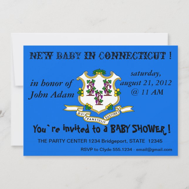 Invitación de Baby Shower con bandera de Connectic (Anverso)