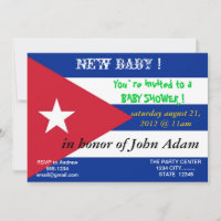 Invitación de Baby Shower con bandera de Cuba