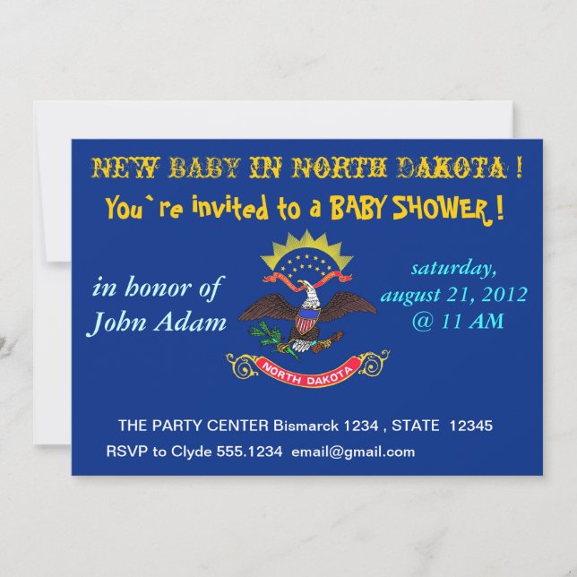 Invitación de Baby Shower con bandera de Dakota de (Anverso)