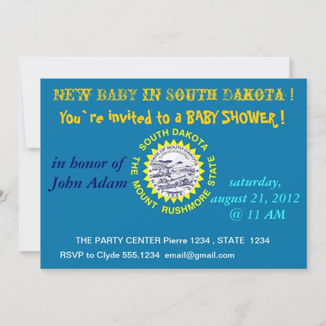 Invitación de Baby Shower con bandera de Dakota de (Anverso)